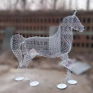 Iron wire horse sculpture