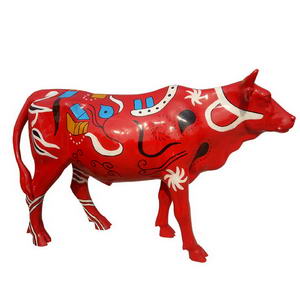 Painted bull statues