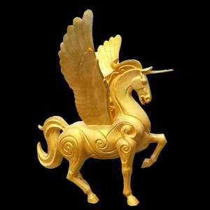 Flying unicorn sculpture