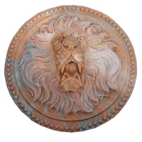 Marble lion head statue