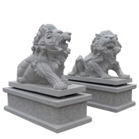 Granite lion statue