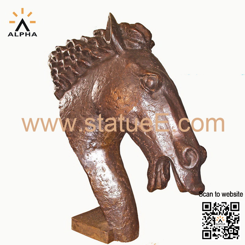Bronze horse head statue