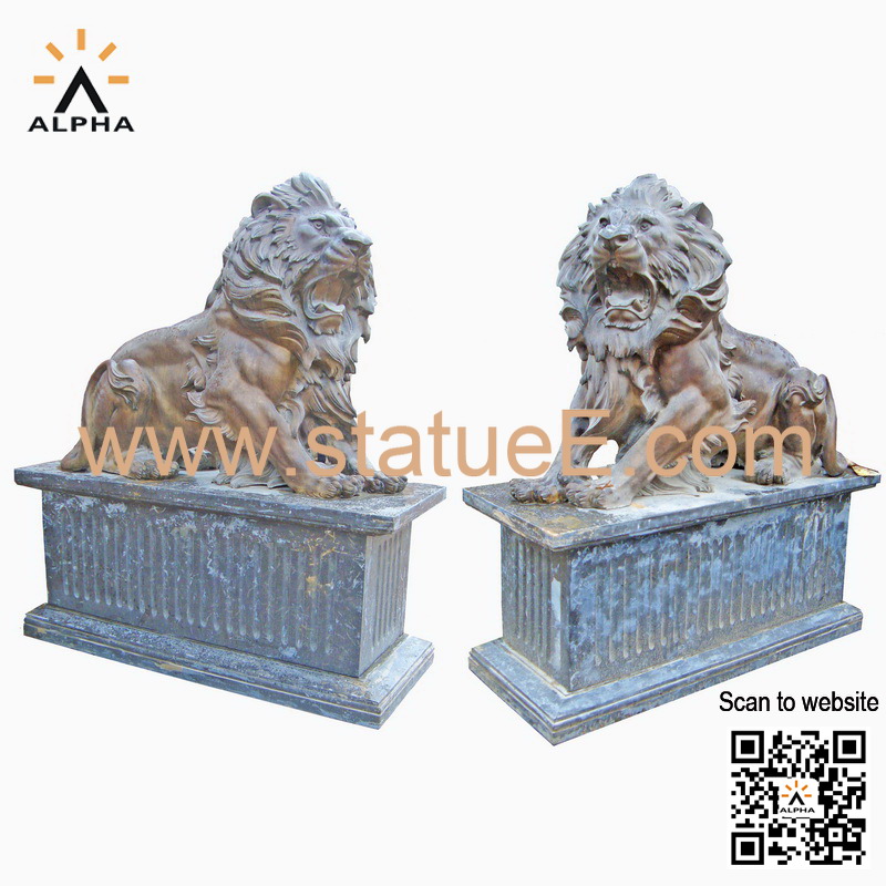 Bronze lion statue