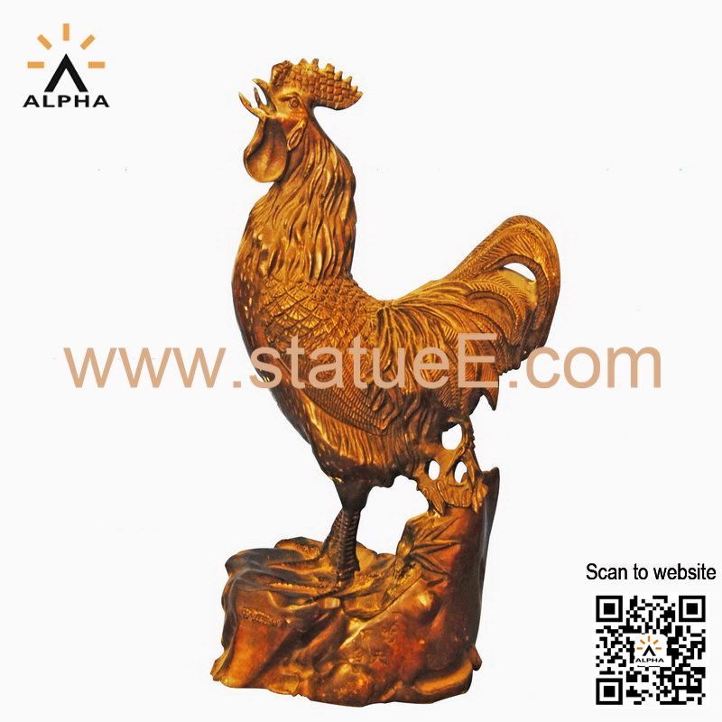 Bronze cock statue