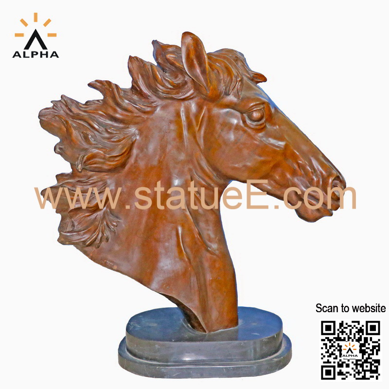 Bronze horse head statue