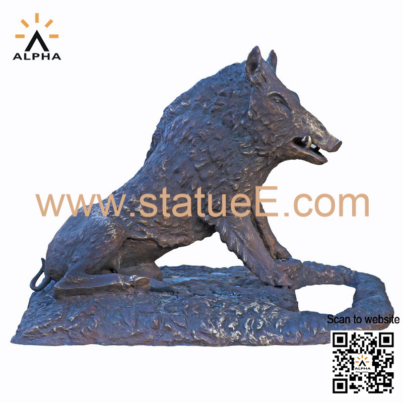 Bronze wild boar statue