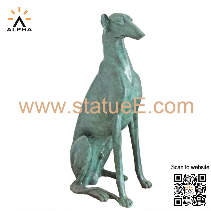Bronze greyhound statue