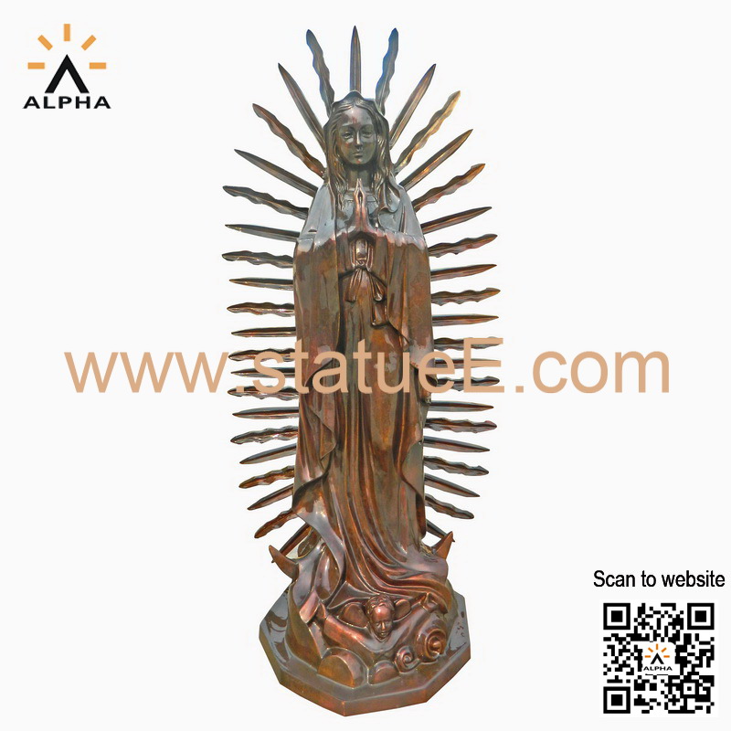 bronze Our lady of Guadalupe statue