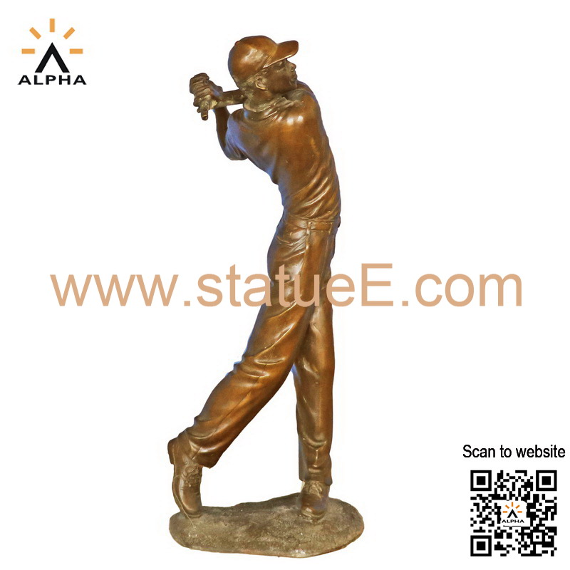 Bronze golfer statue