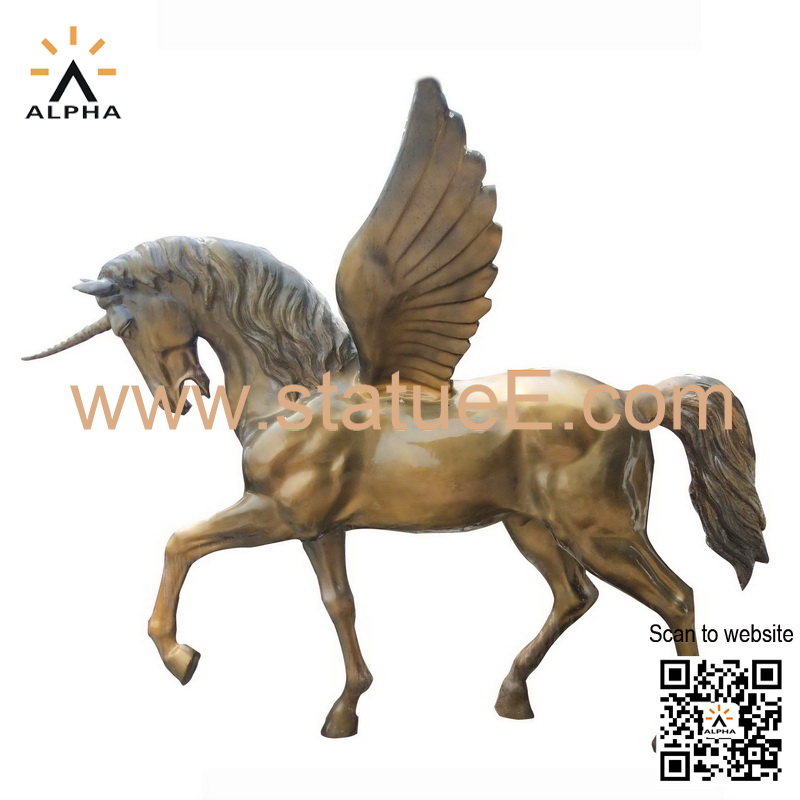 Bronze finish unicorn statue