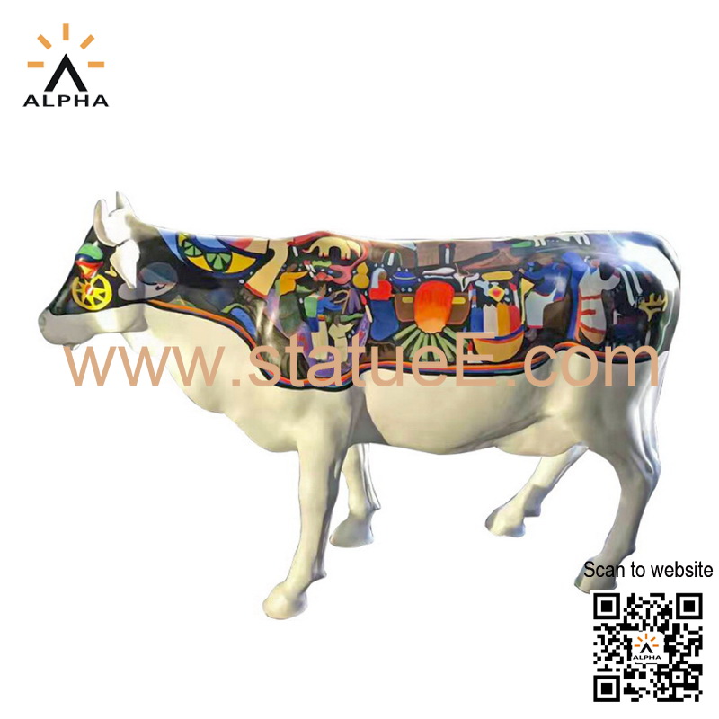 Painted cow statue